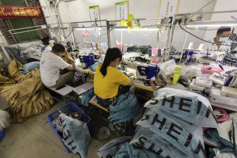 Workers for SHEIN seen in their unsafe fast fashion environment.