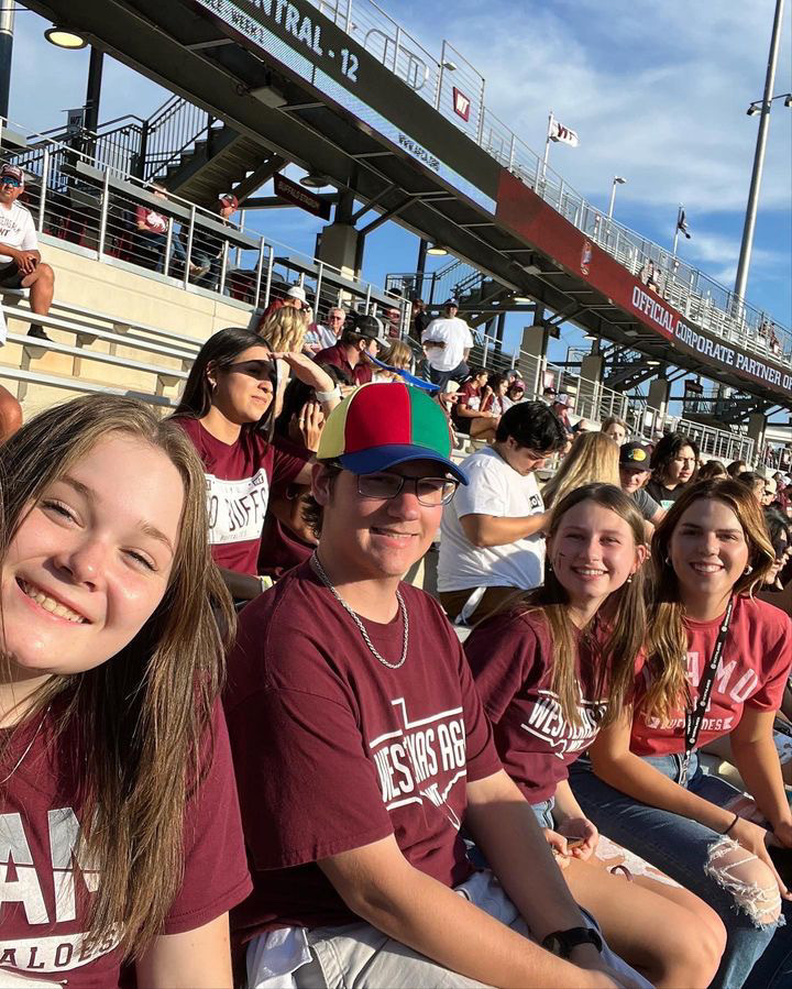 From left to right: Kaelin Collar, Tristen Zikuhr, Katie Larson, Sierra Pimm. Watching the first football game of the season.