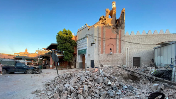 A Mosque in the Medina Quarter of Marrakech After a Devastating Earthquake Struck the Area
