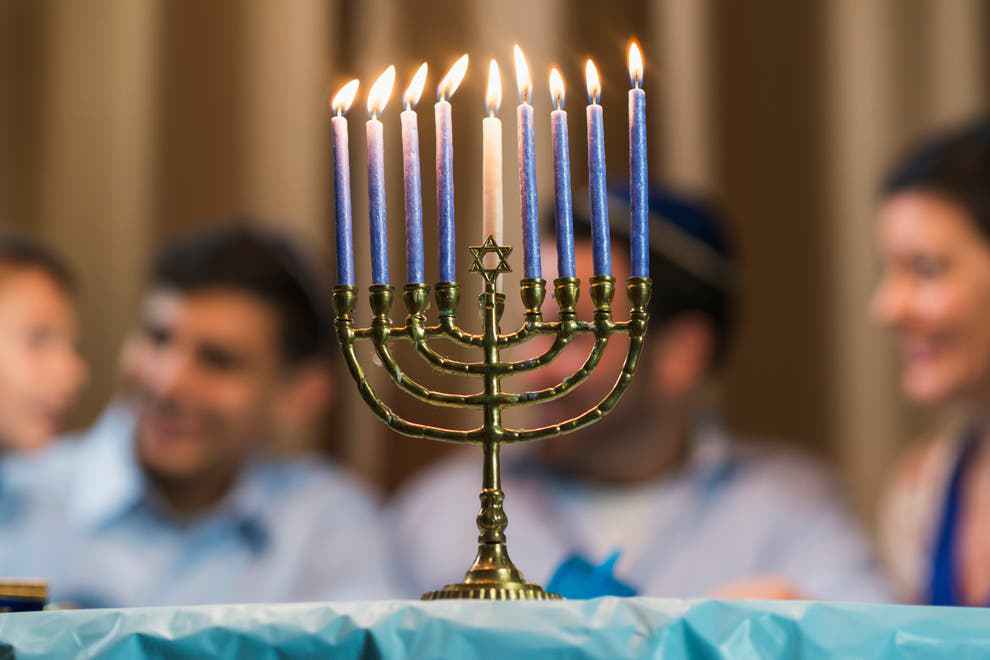 The Menorah, popular symbol of the Jewish holiday of Hanukkah