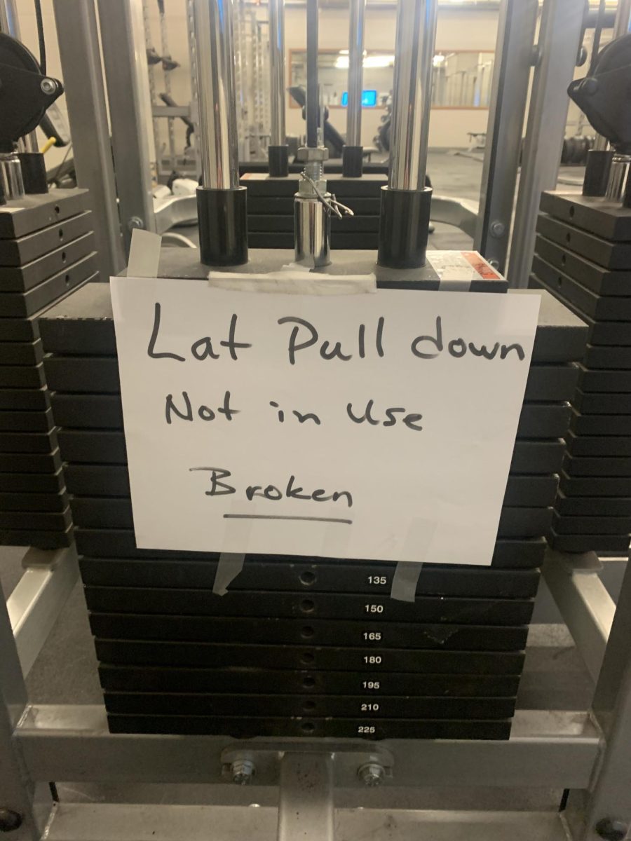 The weight room has seen various damages in the first semester of the 2023-2024 school year including a lat pull that is broken beyond repair.