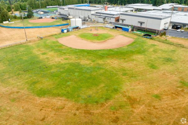 aerial view of Barlow’s baseball and softball fields.