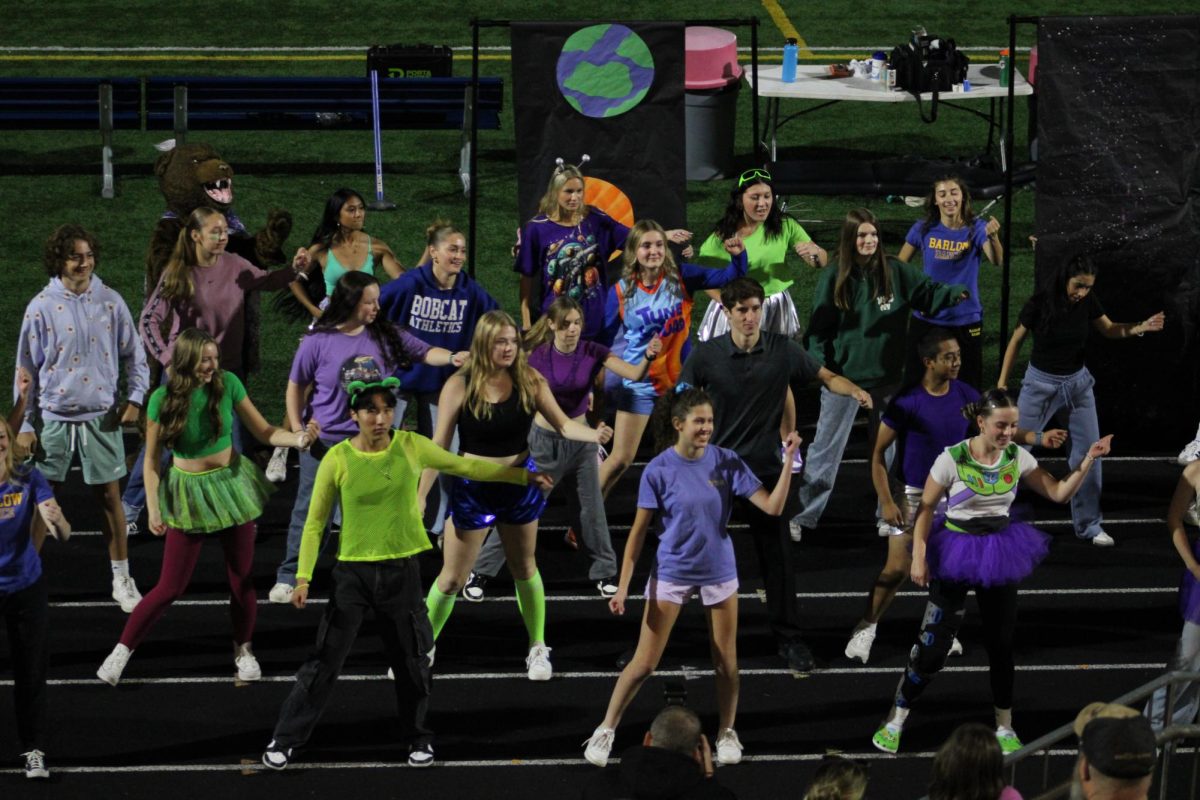 Leadership students perform a dance at the homecoming game half-time show on September 20th, 2024.