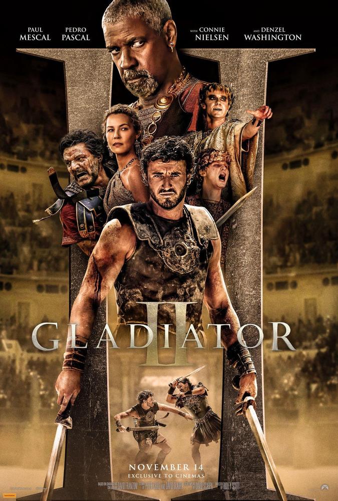 Paul Mescal leads a main cast including Pedro Pascal, Denzel Washington, Joseph Quinn, and Connie Nielson in Gladiator II.