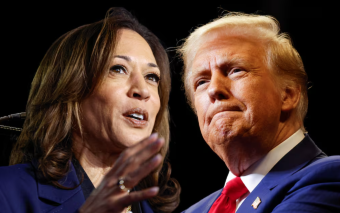 Kamala Harris (left) and Donald Trump (right)