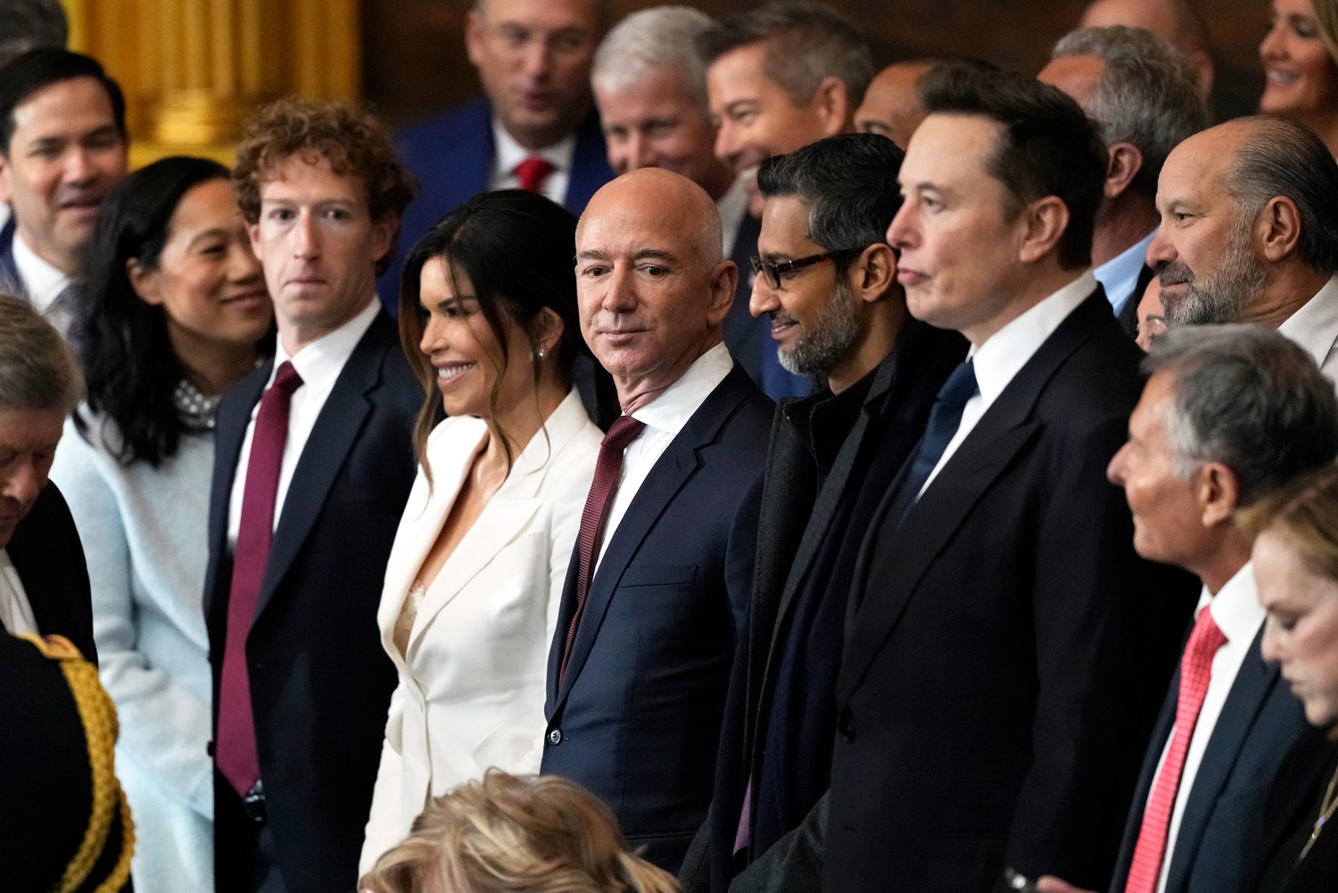  Jan 20th Trump inauguration with Musk, Bezos, and Zuckerberg as guests.