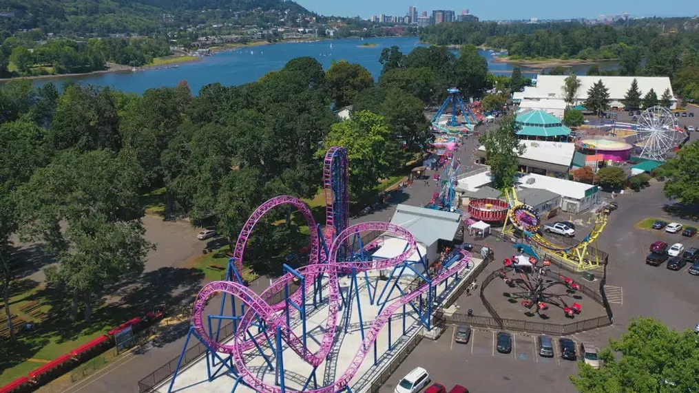 Oaks Amusement Park thriving in the spring sun, back in 2022.