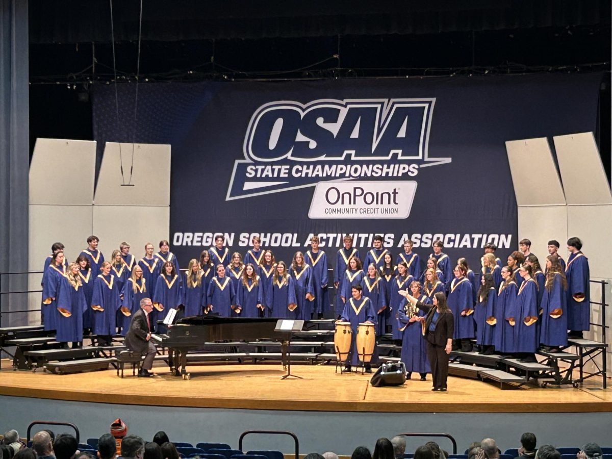 Concert Choir performs at the 2025 State Championships, earning them 12th place in the state of Oregon.