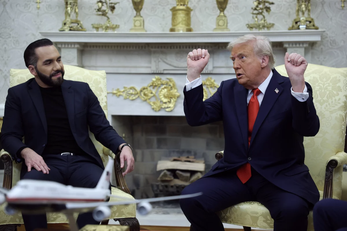 President Nayib Bukele of El Salvador and President Donald Trump in the Oval Office on April 14