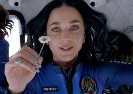 Katy Perry in space during her 11 minute suborbital flight