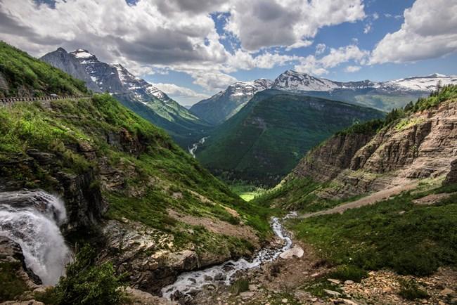Going-to-the- Sun road cuts through the middle of Glacier National Park.