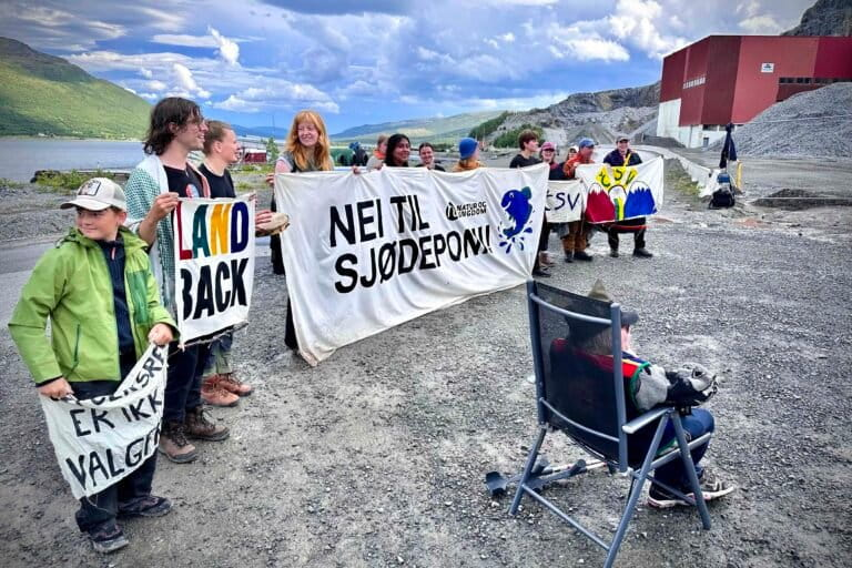 Sami and environmental groups protest in strong opposition to the Nussir copper mine.