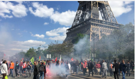 This photo, taken on October 2nd, 2025, is of the protest that is happening in Paris, at the Eiffel Tower.