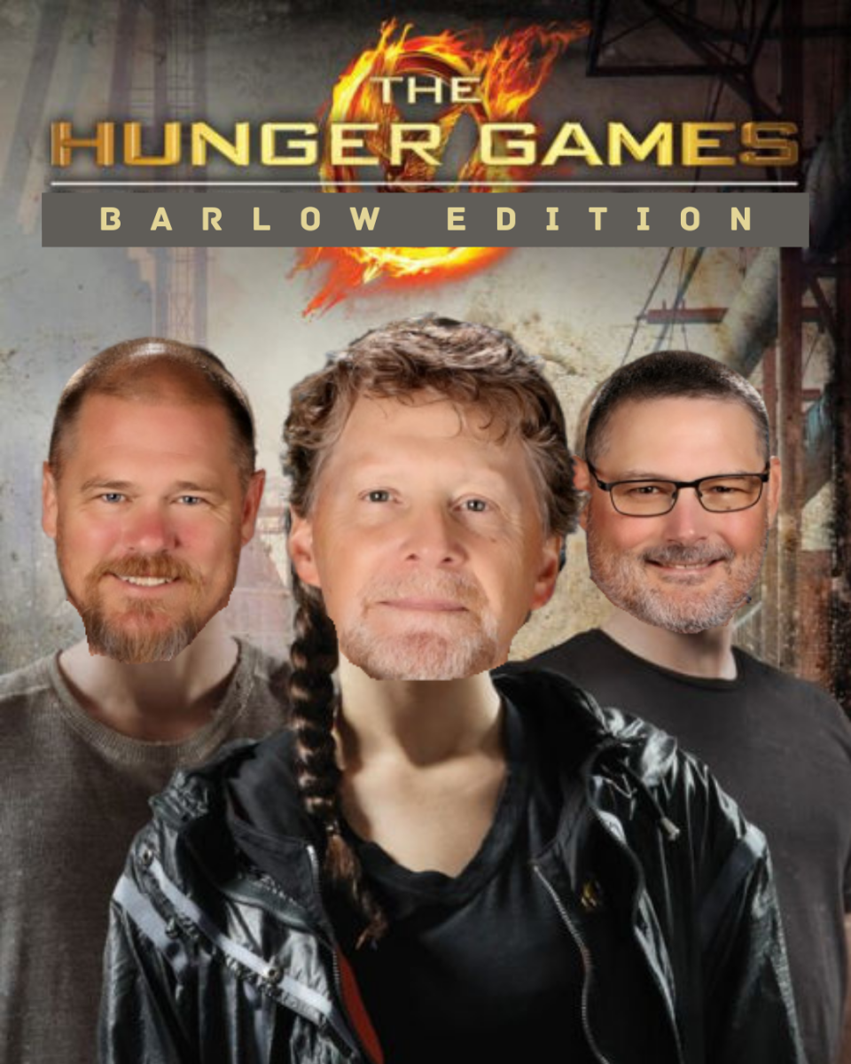  Mr. Head (left), Mr. Stewart (center), and Mr. Stauffer (right) prepare themselves for the Hunger Games: Barlow edition.
