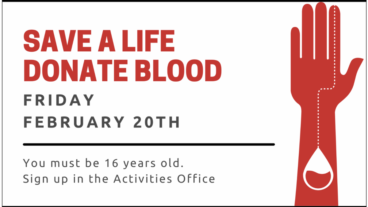 Notice of SBHS’s blood drive, posted to advisory slides