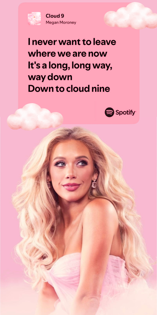 Megan Moroney adopts a dreamy, pink theme for her third studio album, Cloud 9, released February 20, 2026.
