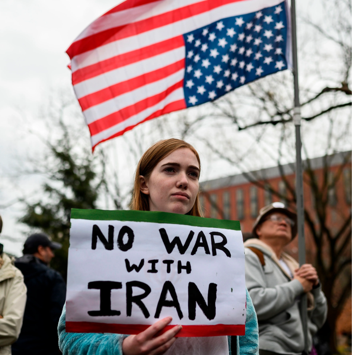 Anti-war activists protest in front of the White House in Washington, DC, on January 4, 2020. 
