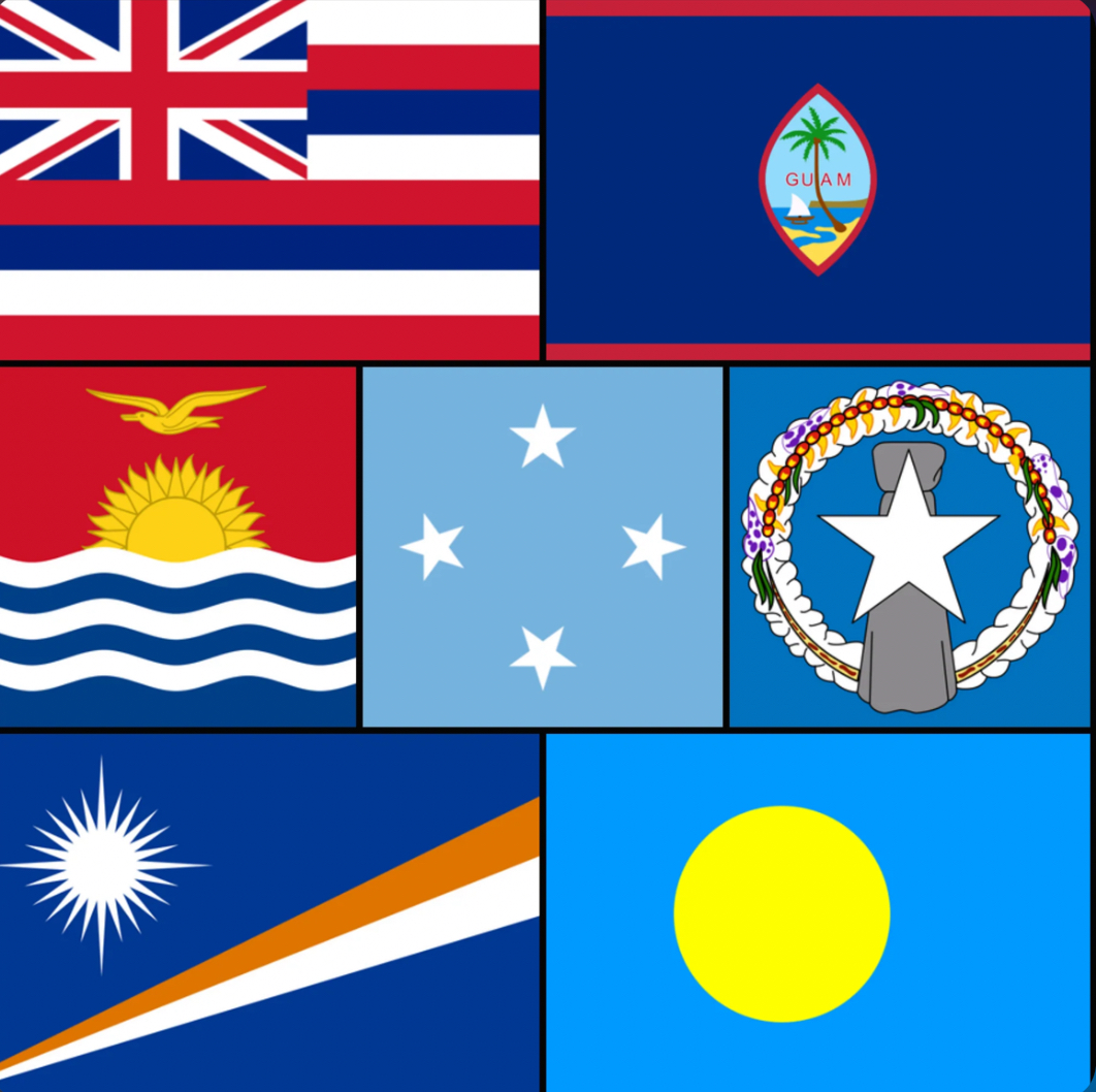 A picture of some of the Islander flags